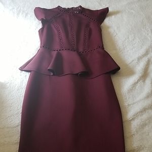 Burgundy peplum dress